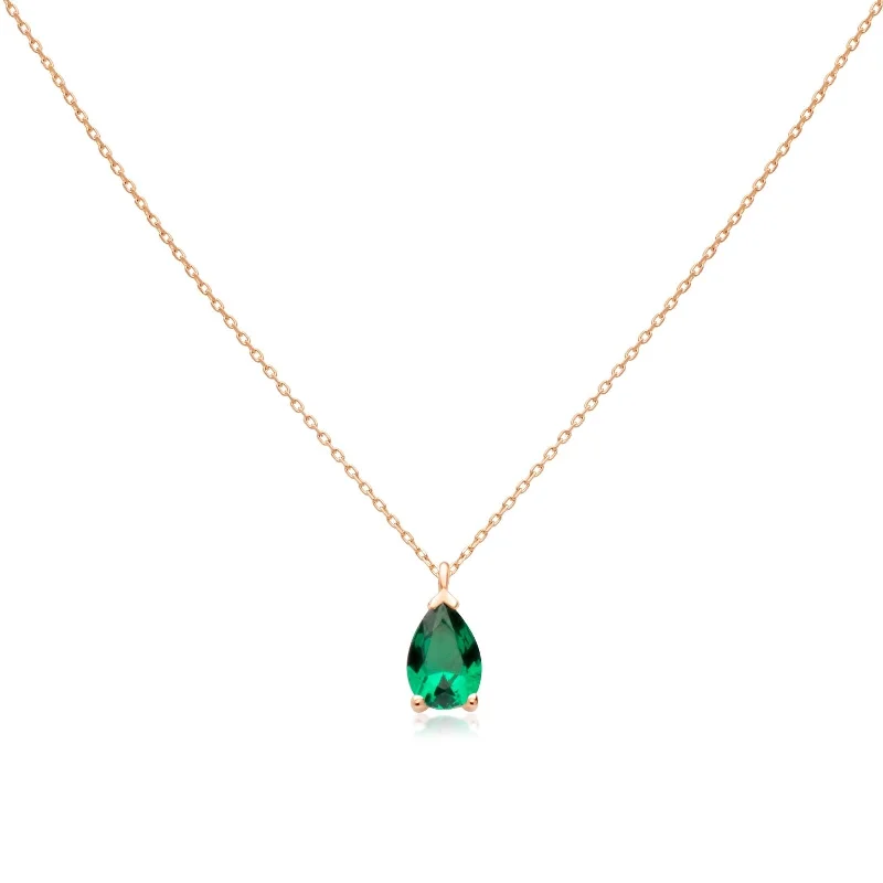 personalized pendant necklaces for women -Emerald Teardrop Pendant Necklace