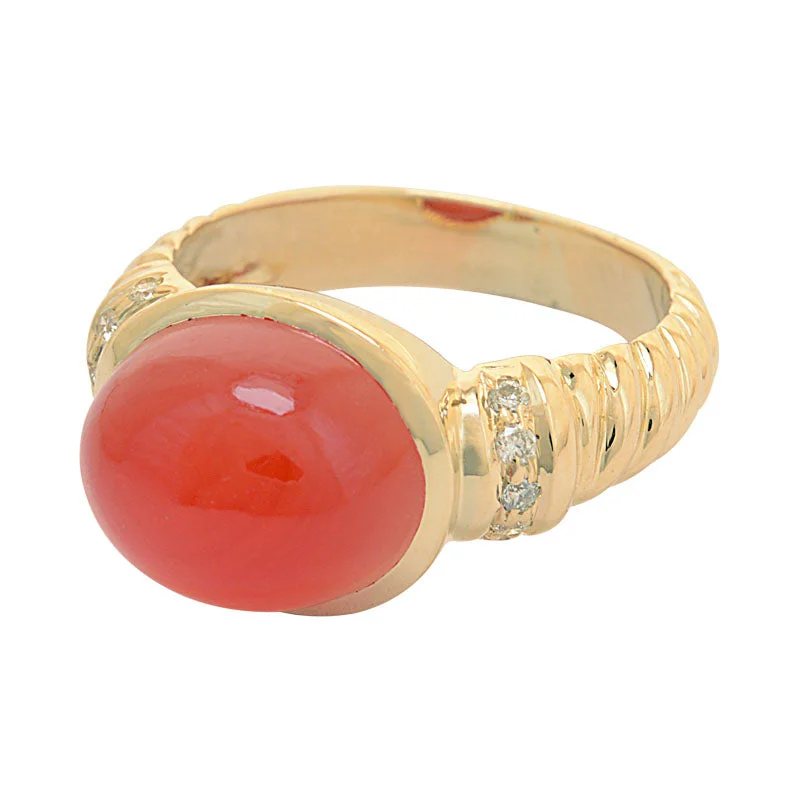 stackable wedding bands for women -Ring-Cornelian and Diamond