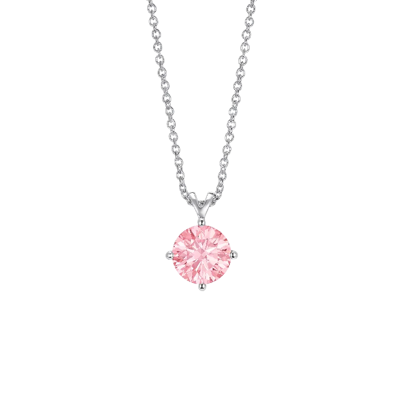 eco-friendly necklaces for women -The Pink Round Brilliant Solitaire Bale Pendant