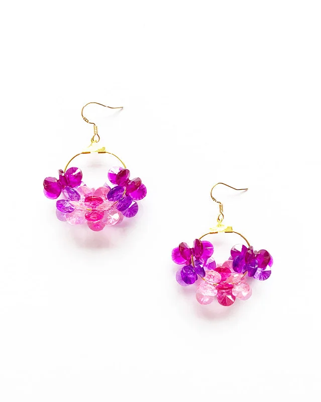 gold drop earrings for women -Carnival Queen Pink Hoop Earrings - Fuchsia Pink