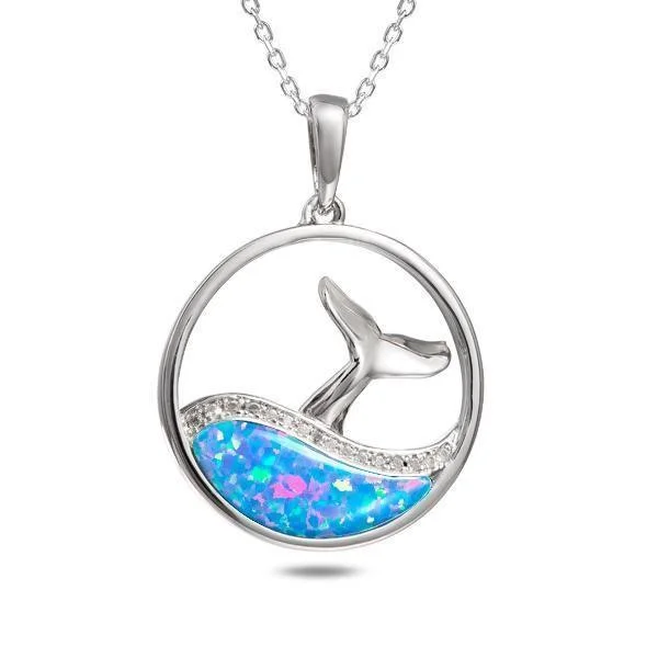 simple chain necklaces for women -Sterling Silver Opal Whale Wave Pendant Necklace by Alamea