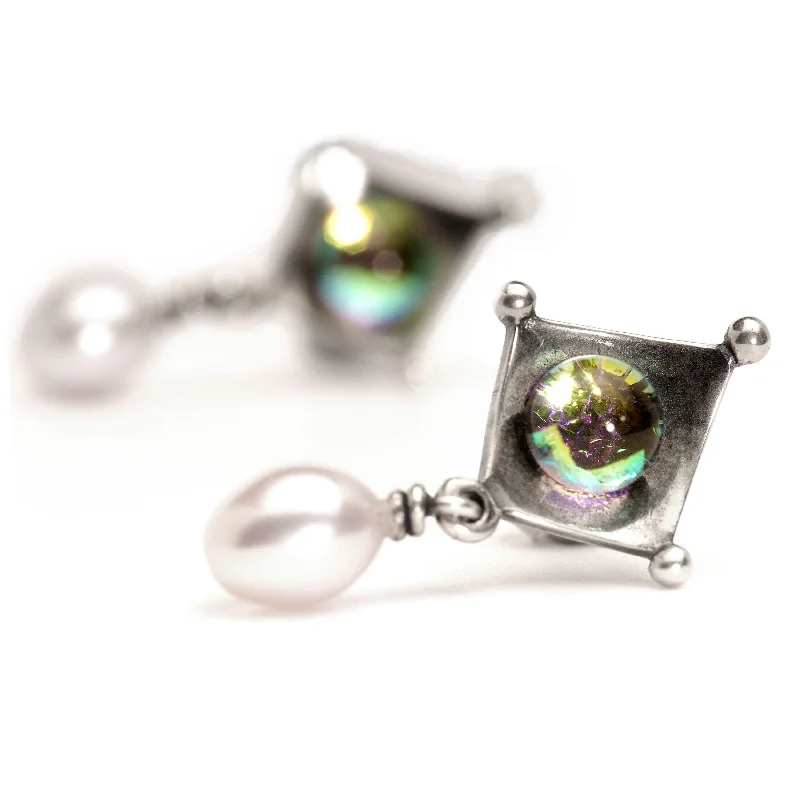 wedding diamond earrings for women -Dichroic/Pearl Earrings