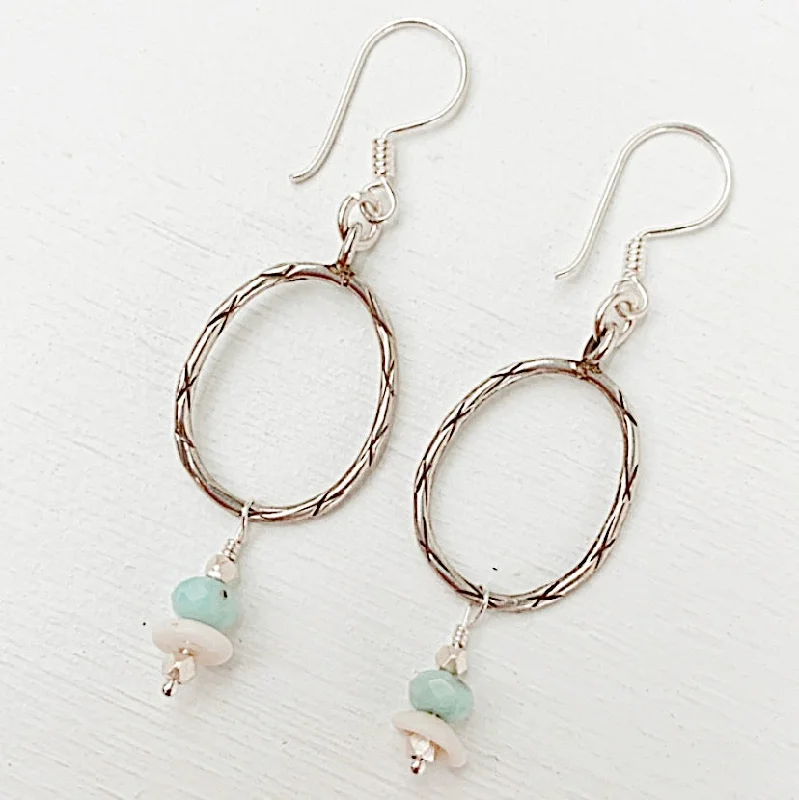 chic gold earrings for women -LARIMAR & PUKA SHELL OVAL EARRINGS