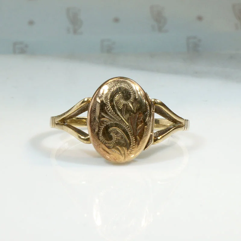 designer rings for women -Sentimental English Locket Ring in 9ct Gold