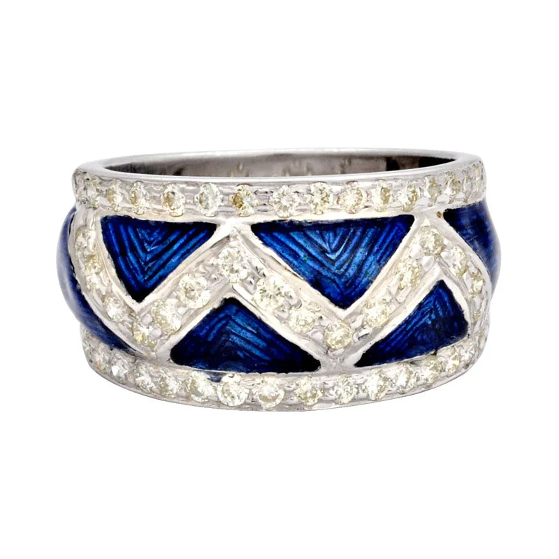 silver wedding rings for women -Ring-Diamond (Enamel)