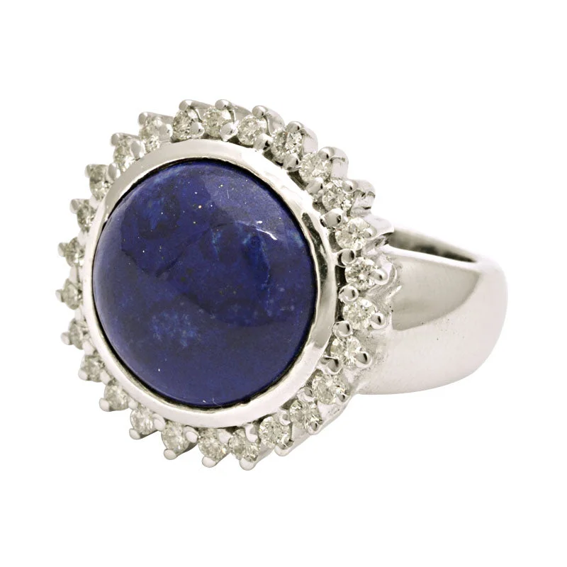 gemstone wedding rings -Ring-Lapis Lazuli and Diamond