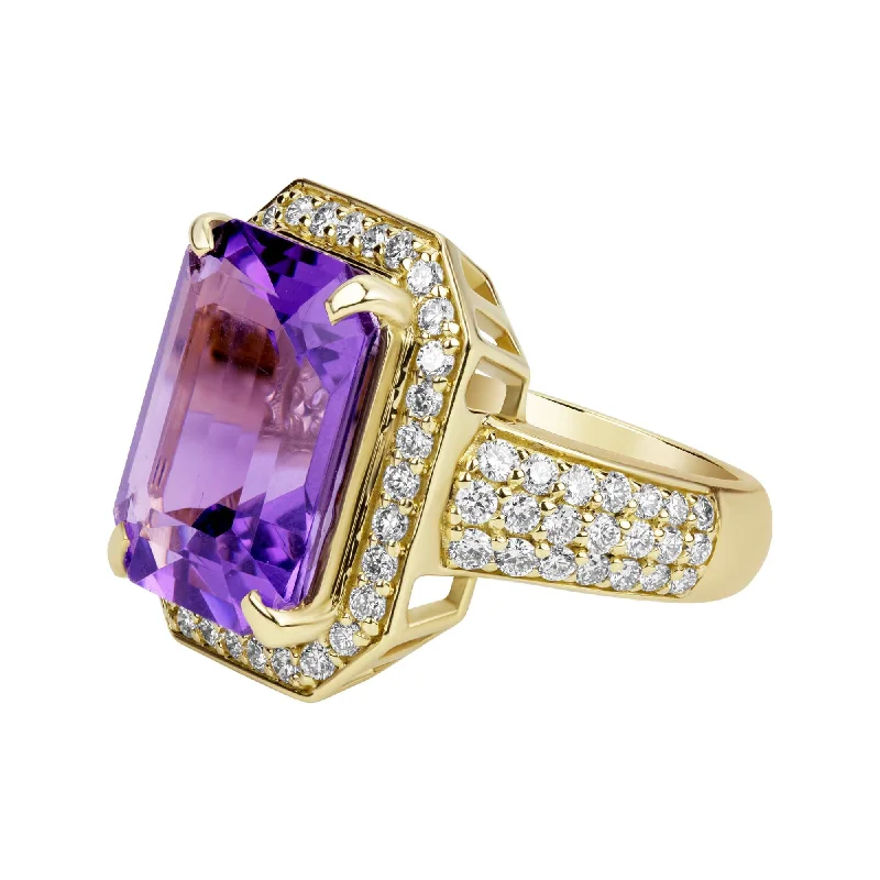 trendy wedding rings for women -Ring - Amethyst And Diamond