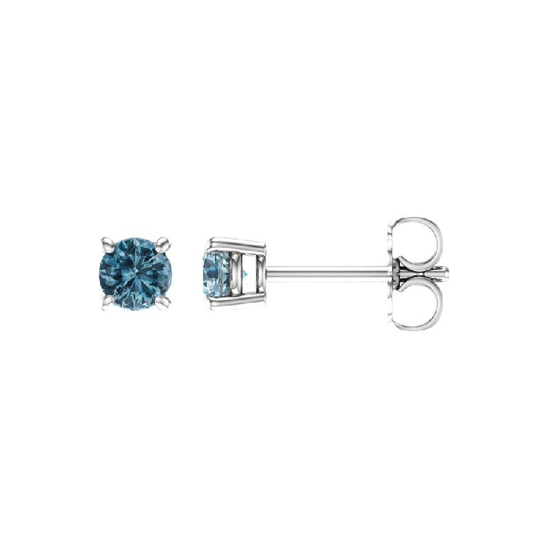 luxury hoop earrings for women -4mm Round Sky Blue Topaz Stud Earrings in 14k White Gold