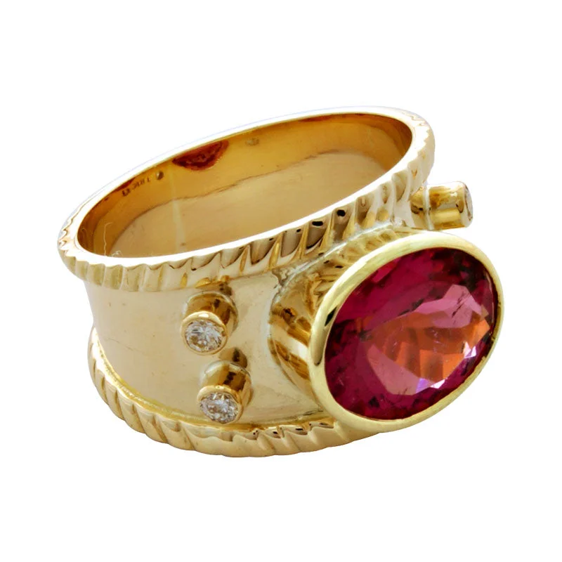 elegant engagement rings -Ring-Rubellite and Diamond