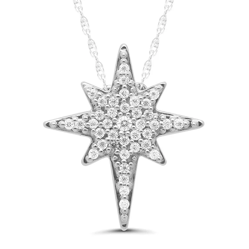 anniversary gift necklaces for women -.12ctw Diamond Star Necklace