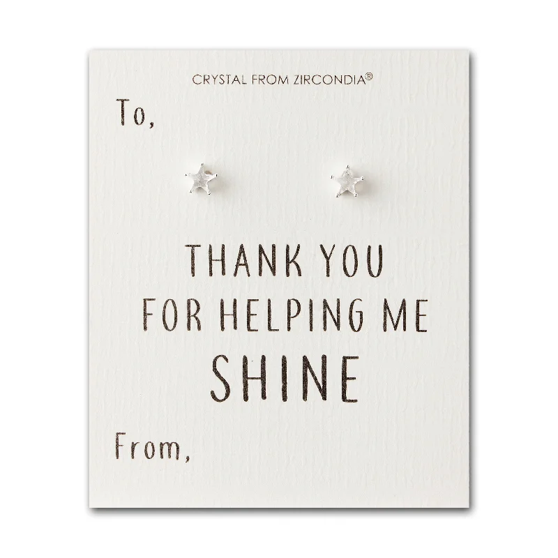 sterling silver earrings for women -Thank You For Helping Me Shine Star Earrings Created with Zircondia® Crystals