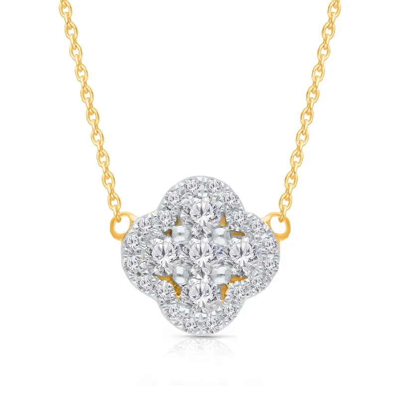 modern necklaces for women -Kallati .65ctw Lab Grown Diamond Cluster Necklace