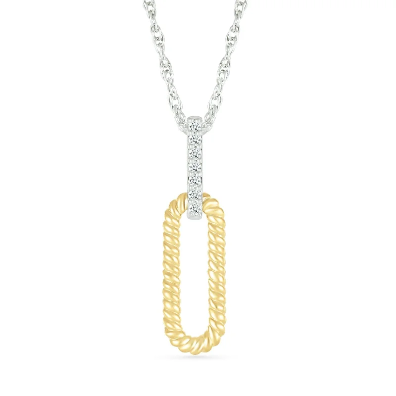 simple chain necklaces for women -Interlocking Braided Gold and Diamond Paperclip Necklace