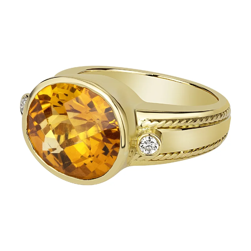 platinum rings for women -Ring - Citrine And Diamond