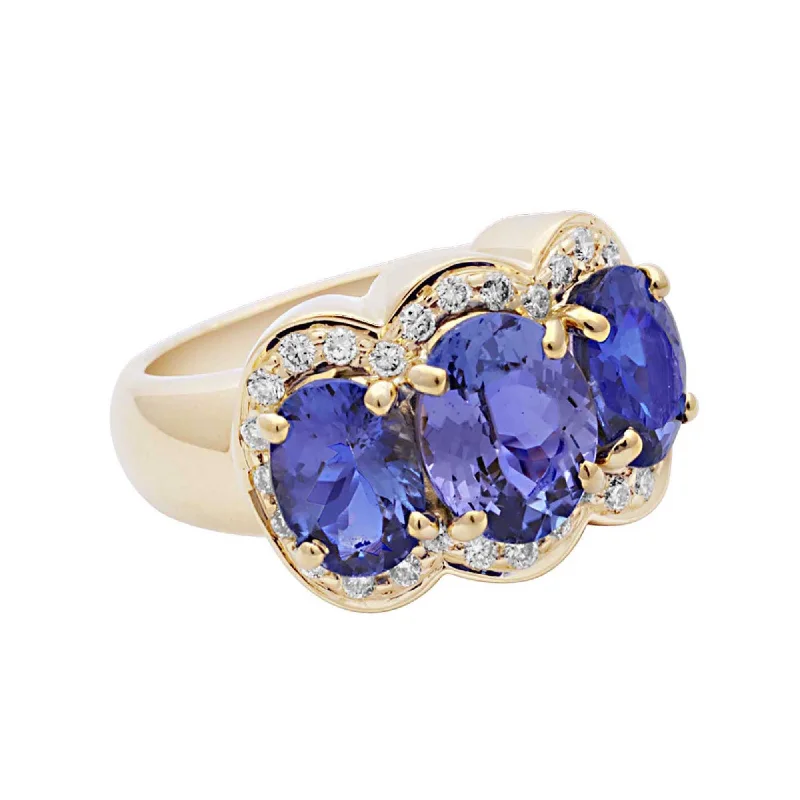 birthstone rings for women -Ring-Tanzanite and Diamond