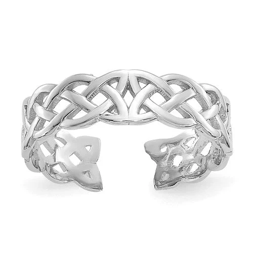 unique chain necklaces for women -14k White Gold Solid 4mm Wide Celtic Knot Toe Ring