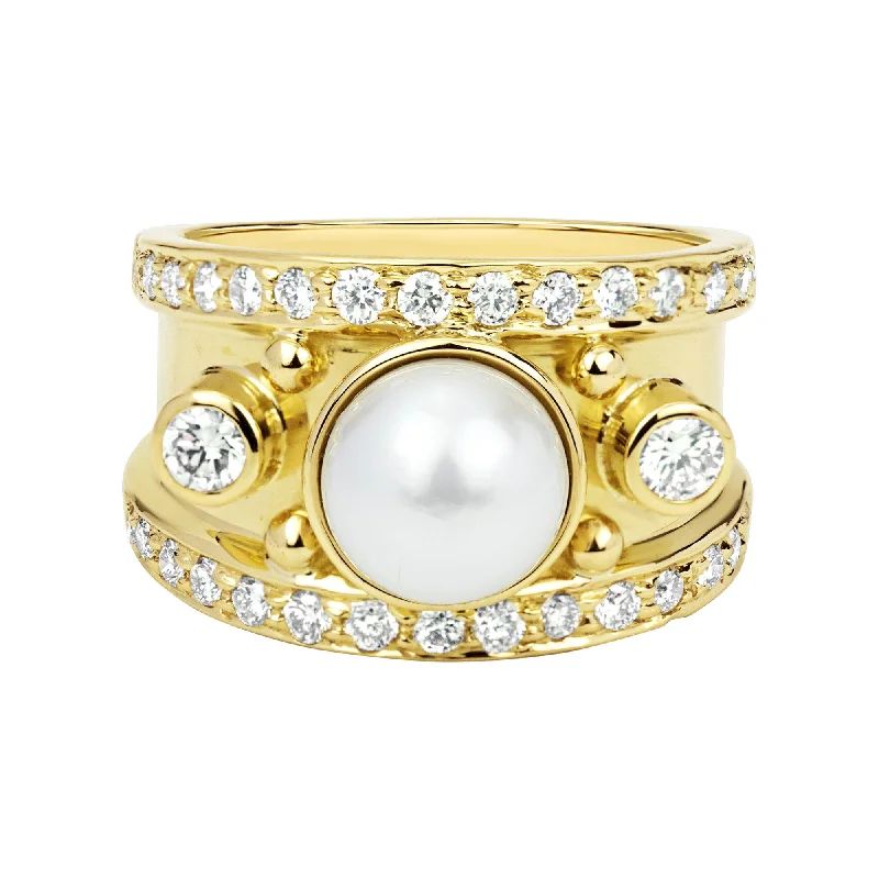 elegant engagement rings -Ring - South Sea Pearl And Diamond