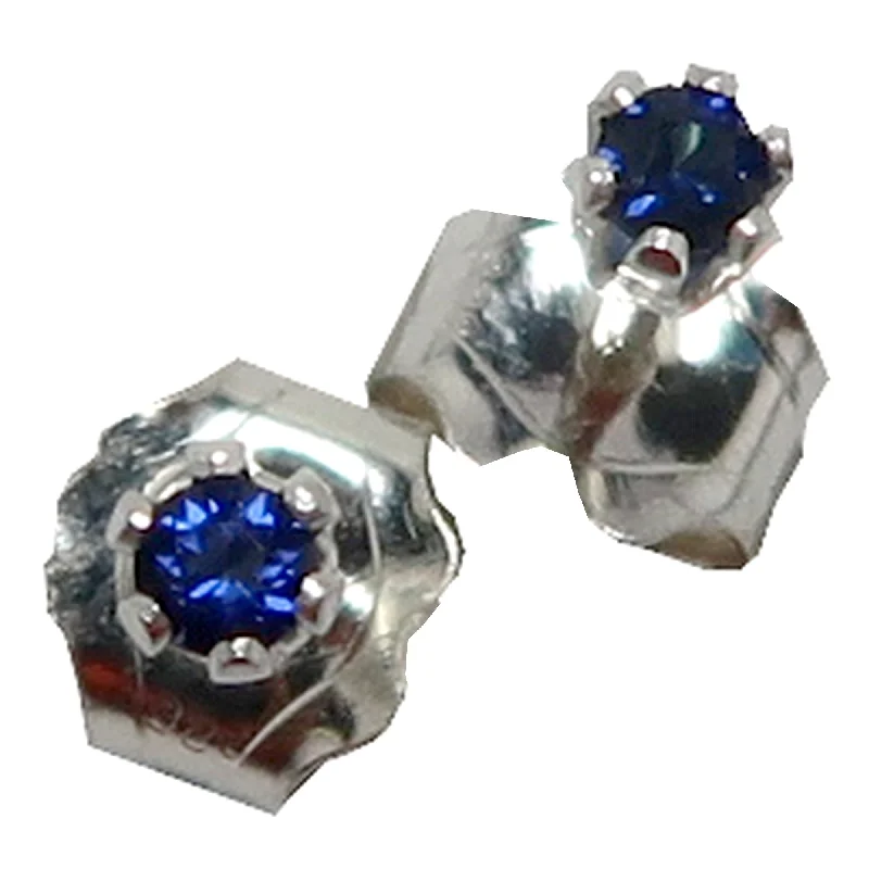 sparkling earrings for women -Sapphire Earrings Faceted Blue Gem Studs Sterling Silver