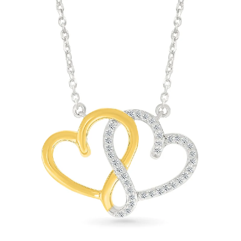 adjustable necklaces for women -.13ctw Double Heart Diamond Necklace