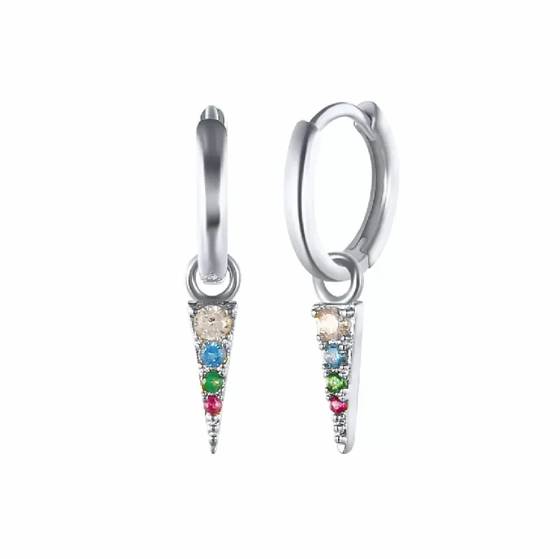 long drop earrings for women -Rachel Drop Hoop Earrings in Silver or Gold