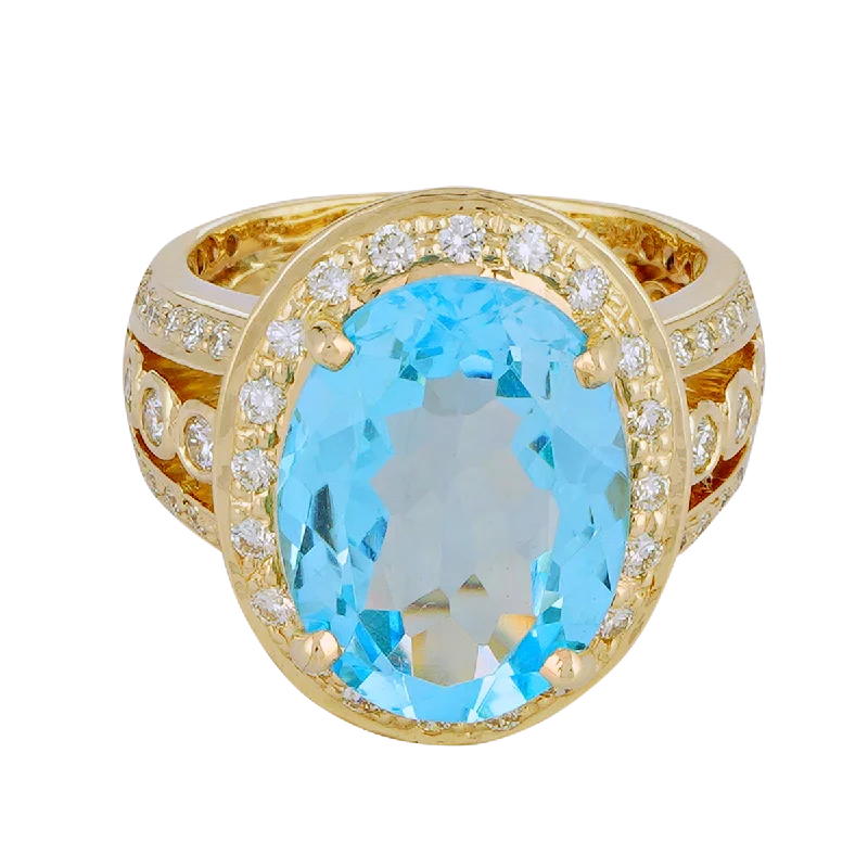 luxury rings for women -Ring - Blue Topaz and Diamond