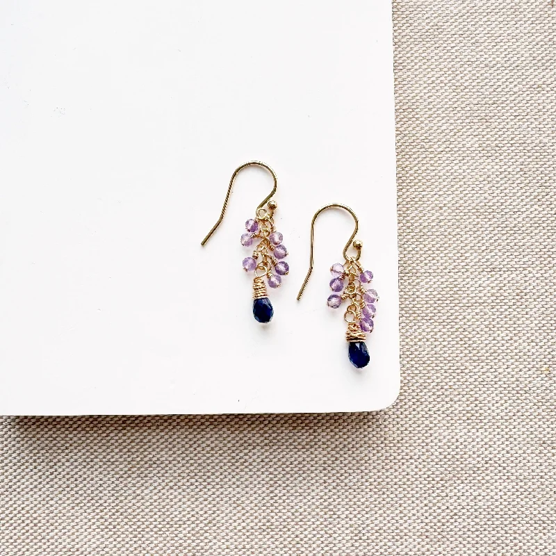 minimal earrings for women -Amethyst and Sapphire Maribella Earrings