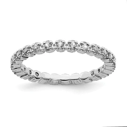 silver chain necklaces for women -Sterling Silver Stackable Expressions White Topaz Eternity Ring