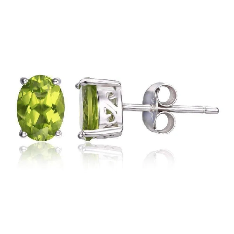 vintage earrings for women -Precious Peridot Oval Cut Genuine 1.6CT IOBI Precious Gems Stud Earrings