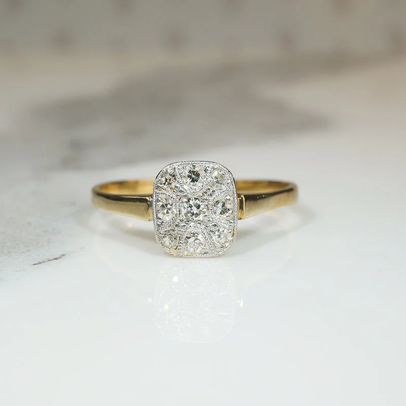 personalized rings for women -Petite Diamond Panel Ring in Platinum & Gold