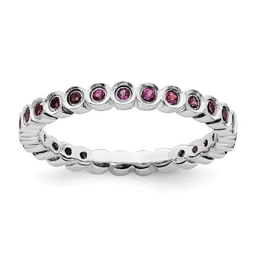 silver chain necklaces for women -Sterling Silver Stackable Expressions Rhodolite Garnet Eternity Ring