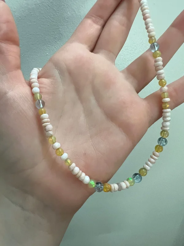 infinity necklaces for women -Pink Opal, Opal, and Aquamarine Necklace