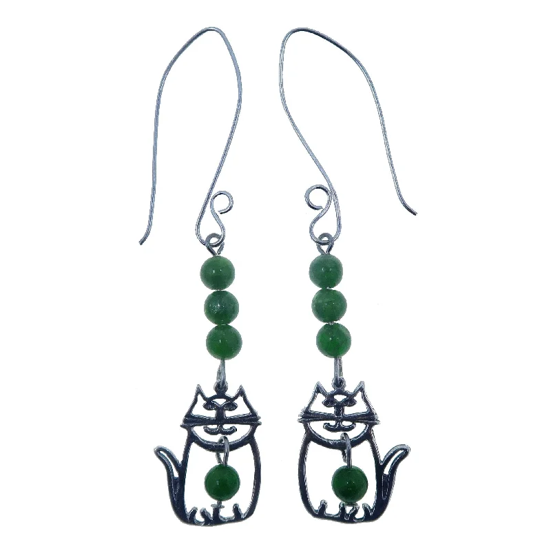 large hoop earrings for women -Diopside Earrings Fat Cat Abundance Stone Sterling Silver