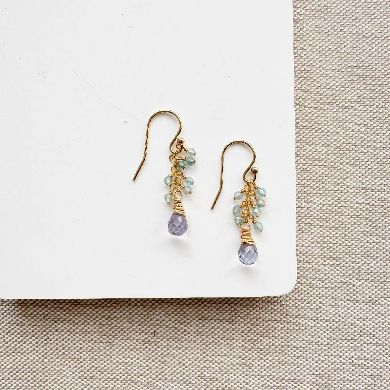 elegant earrings for women -Iolite and Zircon Maribella Earrings