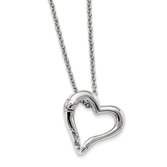 silver necklaces for women -Heart Pendant Ring and Face Mask Holder 18" Necklace