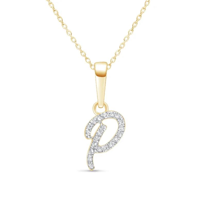 heart pendant necklaces for women -Cursive Diamond Initial Necklace