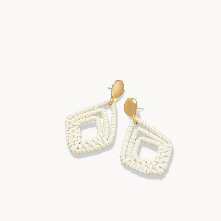 bold statement earrings for women -Jesse Wicker Earrings - White