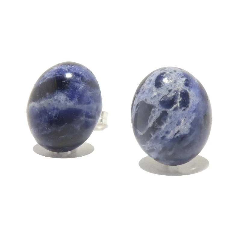 wedding earrings for women -Sodalite Earrings Mindful Blue Studs Sterling Silver