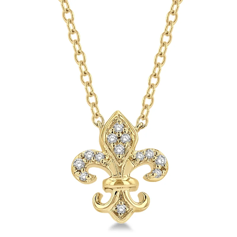 anniversary necklaces for women -Ashi .05ctw Diamond Fleur-de-lis Necklace