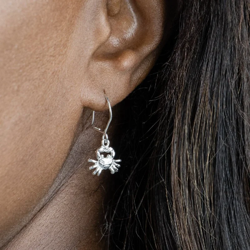 bold silver earrings for women -Caribbean Crab Cancer Short Earring