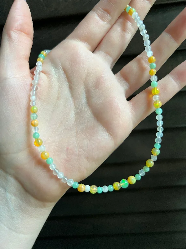 dainty necklaces for women -Moonstone, Chrysoprase, and Opal Necklace