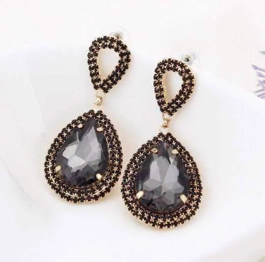 stud earrings for women -Midnight Sapphire Blue Double Teardrop Stud Earrings for Women