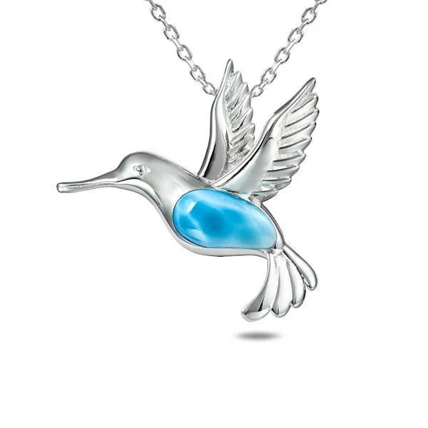 elegant charm necklaces for women -Larimar Hummingbird Pendant by Alamea