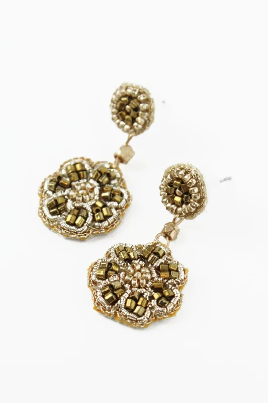 statement earrings for women -Small Flower Earrings - Gold