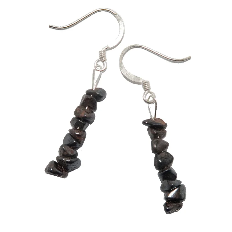 stud pearl earrings for women -Hematite Earrings Positive Energy Dangle Stones