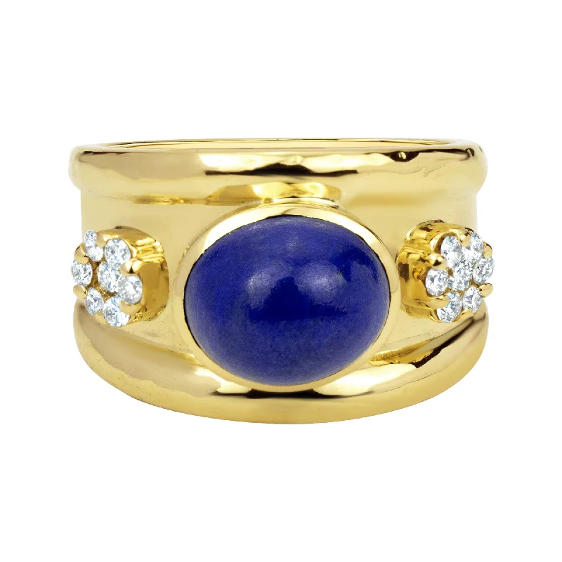 halo rings for women -Ring - Lapis Lazuli And Diamond