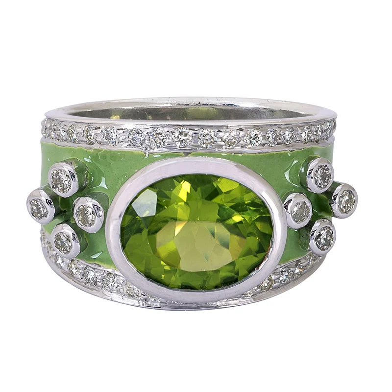 timeless engagement rings -Ring- Peridot and Diamond (Enamel)