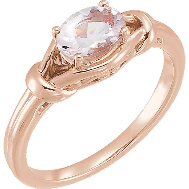 elegant charm necklaces for women -14k Gold Oval Morganite Knot Ring - White Rose or Yellow Gold