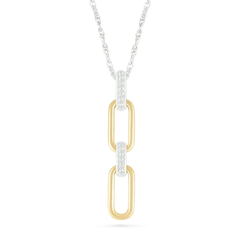 personalized necklaces for women -Interlocking Gold and Diamond Paperclip Necklace