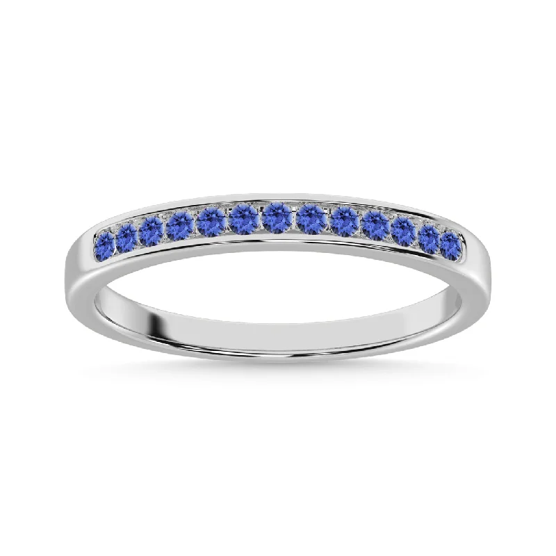 layered necklaces for women -14k White Gold Tanzanite 1/4 Ct.Tw. Anniversary Band