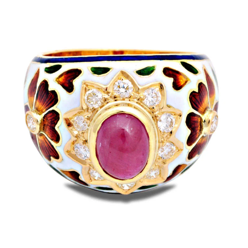 luxury sapphire rings -Ring-Ruby and Diamond (Enamel)